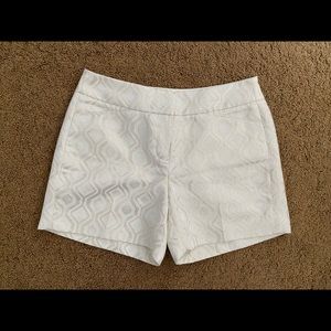White House Black Market Size 0 White and Gold Shorts